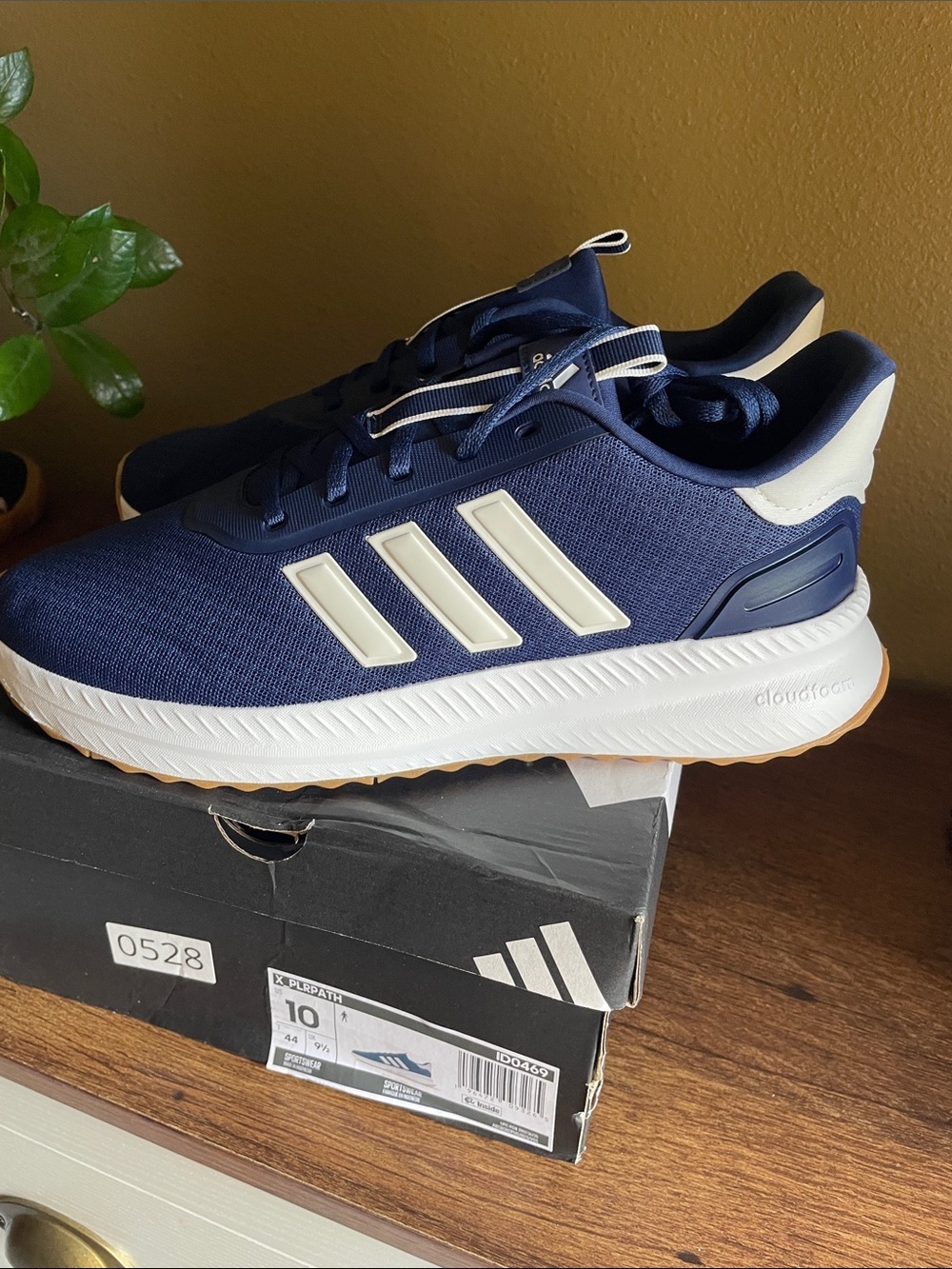 adidas Navy and White Mesh Cloudfoam Sneakers